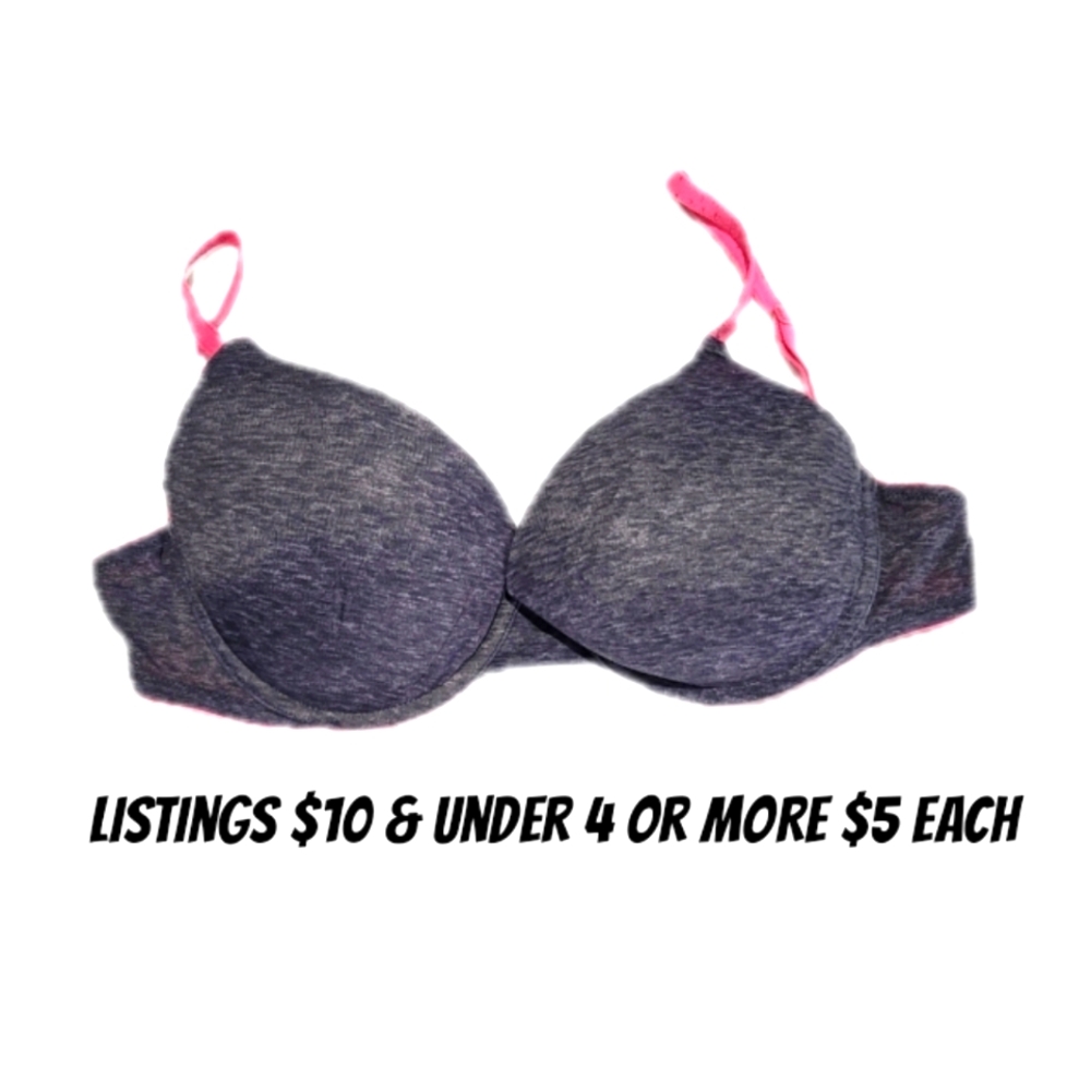 Pink 32DD Bra Victoria's Secret Gray Adjustable Straps Vintage Lingerie